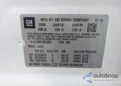 2020 Buick Encore Fwd Preferred z USA, uszkodzony, nr VIN KL4CJASB7LB013653